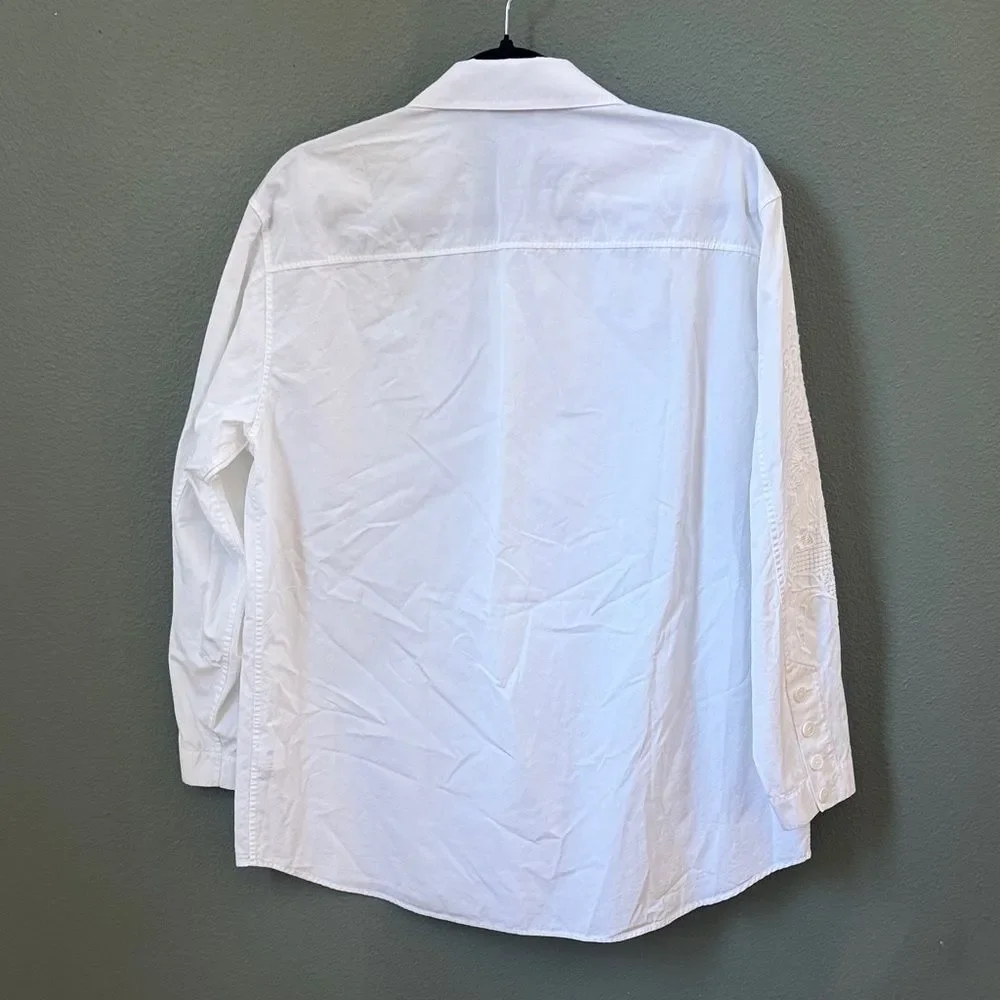 Lafayette 148 New York Bohemian Bloom Embroidered Poplin Tunic Shirt Sz S - Picture 5 of 9
